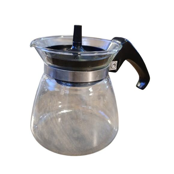 Vintage PYREX Glass Coffee Tea Pot Carafe with Lid and Handle 2 Cup 802 EUC 4"T - Picture 1 of 6